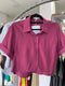 WANWAN Solid Color Crop Shirts